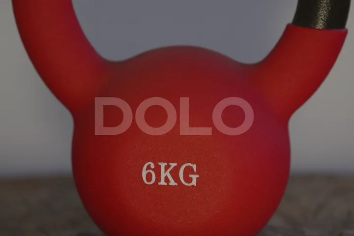Close-Up of a Red 6 kg Kettlebell