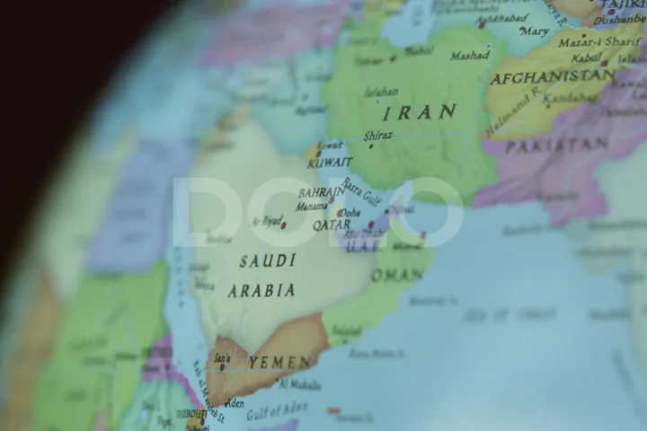 Projected Clouds Across the Middle East on a Globe, Version 3