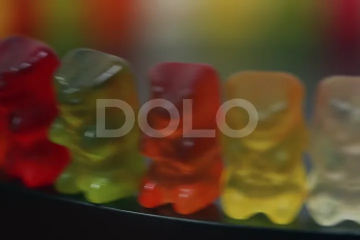 Colorful Gummy Bears Rotating in Close-Up, Version 1