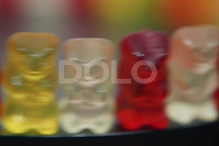 Colorful Gummy Bears on a Rotating Display, Version 3