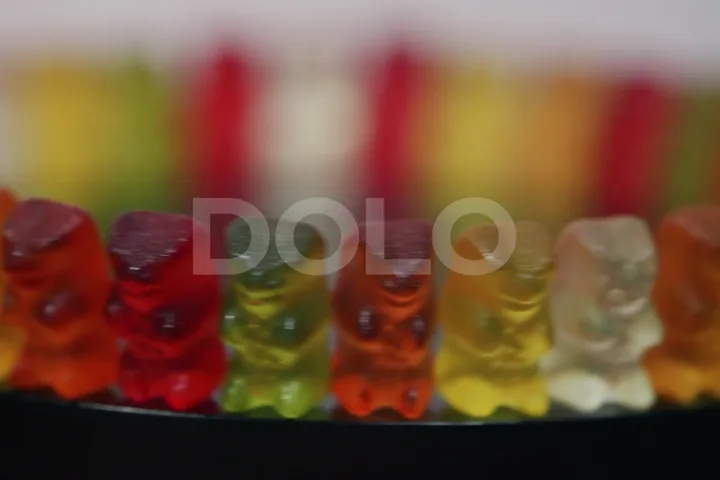 Rotating Gummy Bear Lineup in Close-Up, Version 4